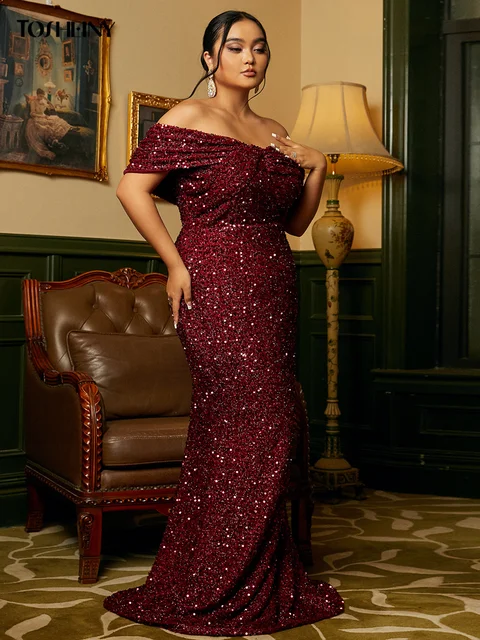 Charnière heiny-Robe de soirée sirène grise, grande taille, à paillettes, dos nu 5