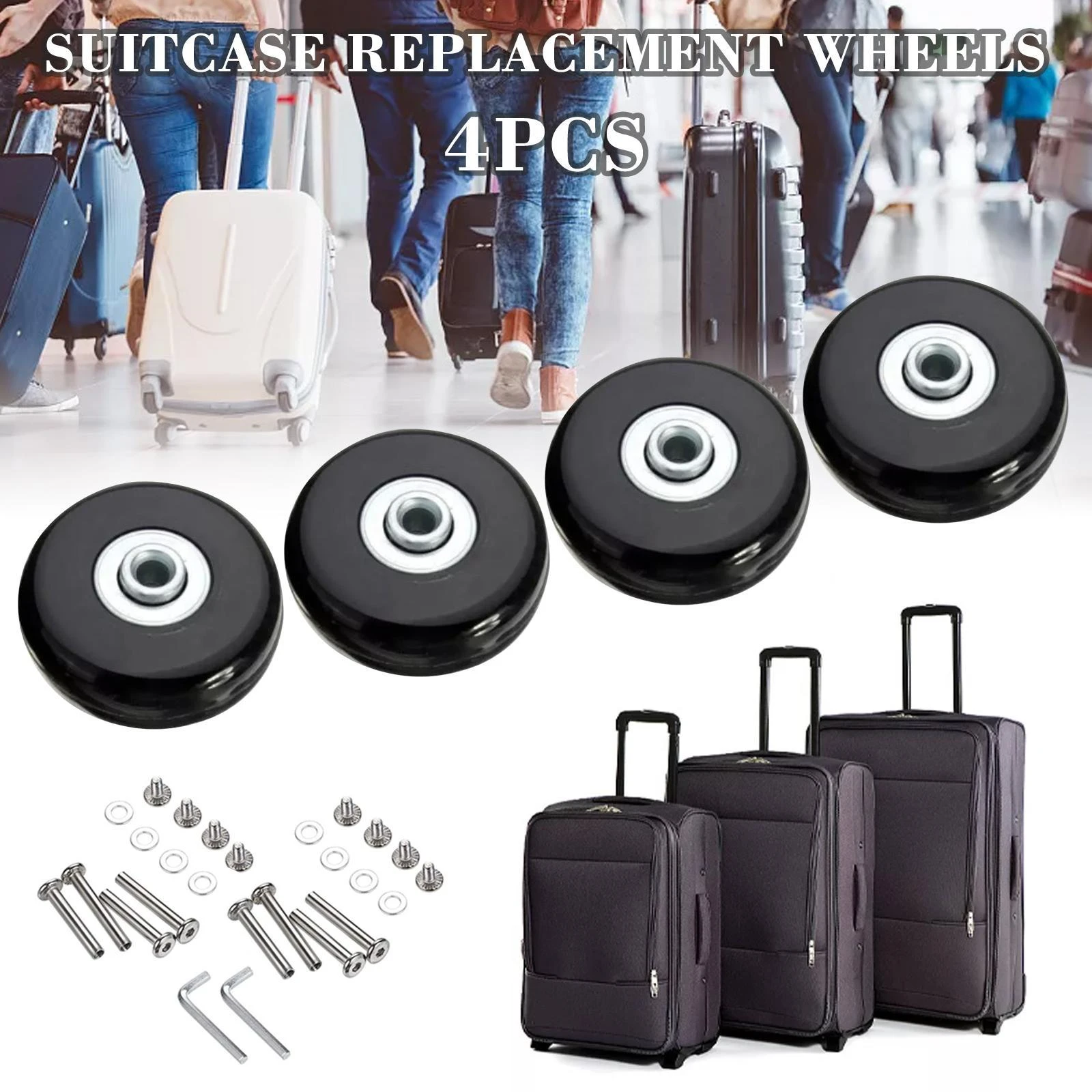 4Pcs Replace Wheels With Screw For Travel Luggage Suitcase Wheels Axles