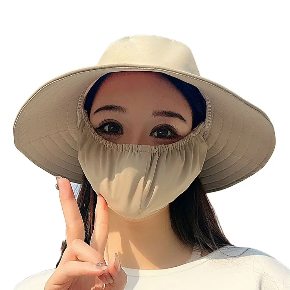 여성용 이어 플랩 태양 모자, 통기성 UV 차단, 야외 낚시 모자, 하이킹 사냥 얼굴 목 보호 커버