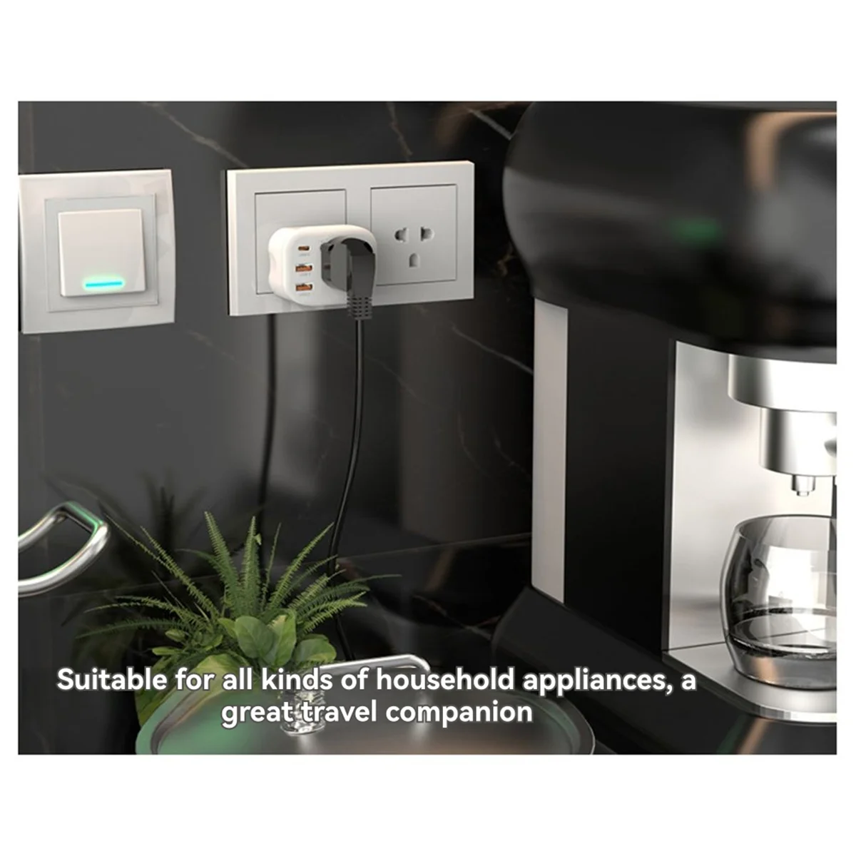 【2025-Electronics】컨버터 충전기/범용 어댑터 여행용 플러그 급속 충전기 USB 구멍 C형 컨버터 + USB 포트 2개 EU 플러그