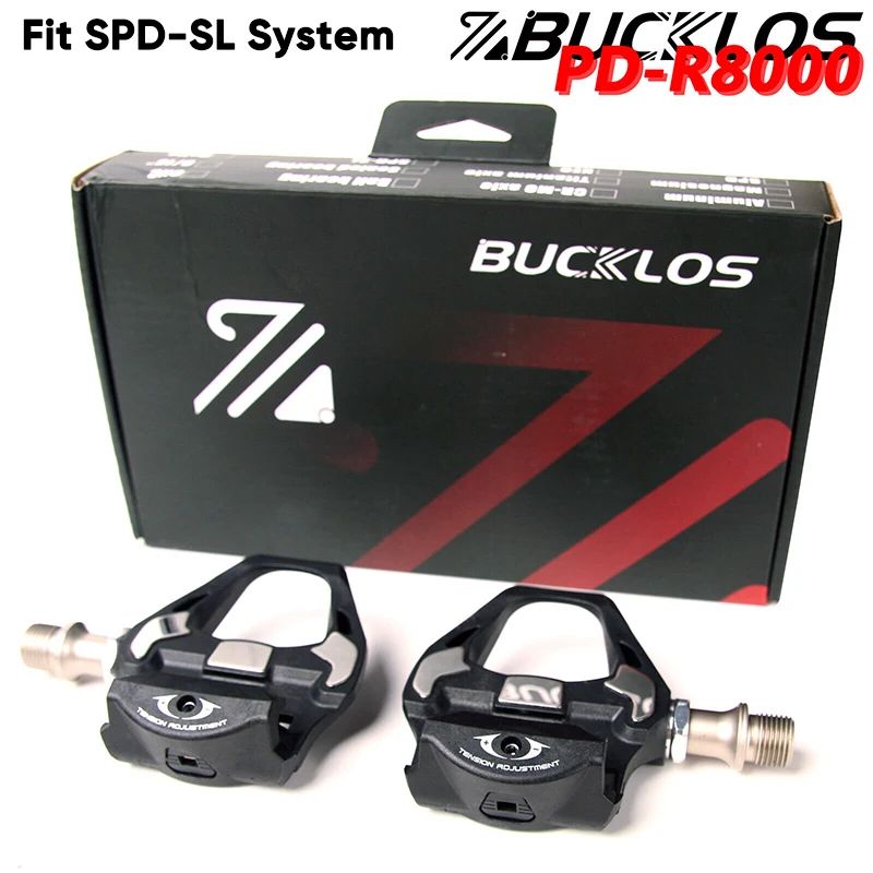 

BUCKLOS Road Bike Pedal Nylon Bicycle Platform Pedal Clipless R8000 Road Cycling Lock Pedals Fit SPD SL System Bike Accessories