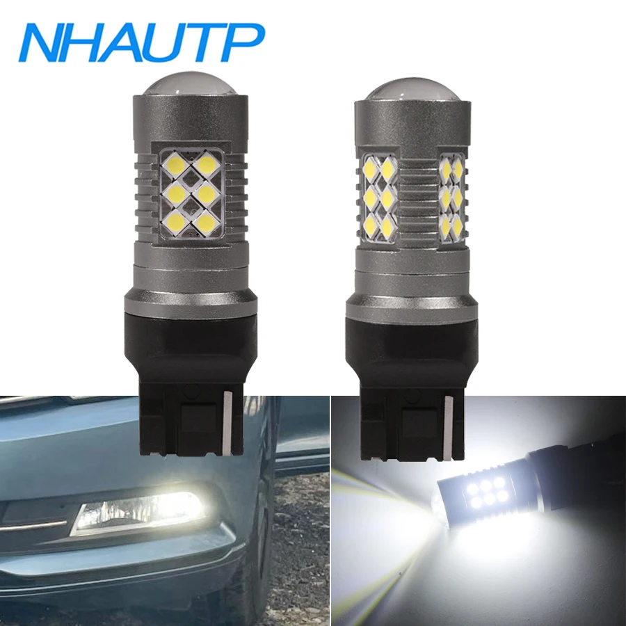 

NHAUTP 2Pcs T20 DRL W21W WY21W LED Bulbs For VW Passat B8 2015 2016 2017 2018 2019 2020 2021 Daytime Running Lights White 6000K