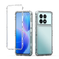 Ultimate 3-in-1 Rugged Armor Shockproof Phone Case with Hard Plastic Frame and Transparent TPU Back Cover for Poco X6 5G (Clear)