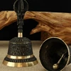 Black Brass Handicraft Large Engraved Hand Bell Loud and Clear Sound for School Meditation Church Bronze Bell Creative Gift 4