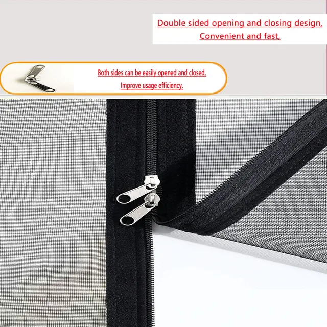 Summer, gray, mosquito net mesh, window screen, double zipper self-adhesive window mosquito net, zippered household mosquito net 4