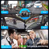 Caméra de tableau de bord 4K 4 canaux dissimulée avec application, vision nocturne, détection de mouvement, surveillance de stationnement 24/7, capteur G, enregistrement en boucle, WDR, boîte noire, DVR de voiture 4