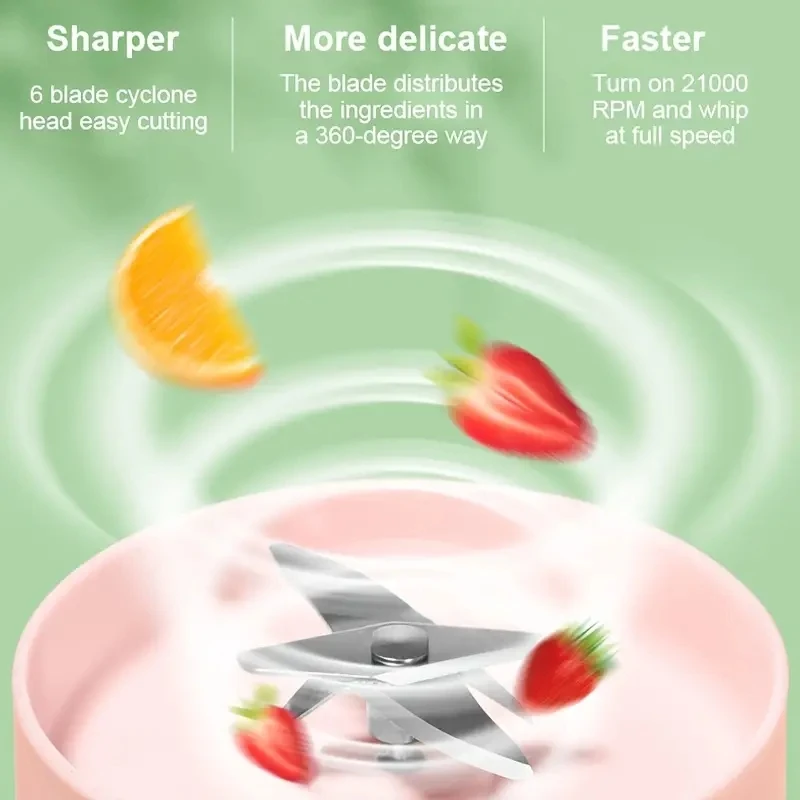 Fruit Juicer Electric 6 Blades Blender USB Portable