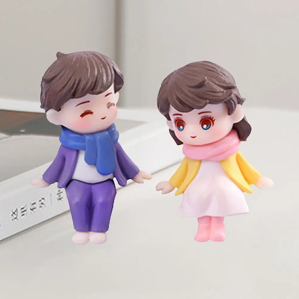 

1 Pair Fashion Anti-fading Stable Base Cute Miniature Scarf Couple Figurine Ornament Photography Prop