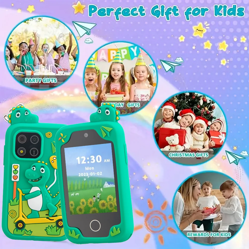 Cartoon Dinosaur Kids Smart Phone Toys Educational Music MP3 Player With Dual Camera for Boys Grils Birthday Christmas Gifts 3
