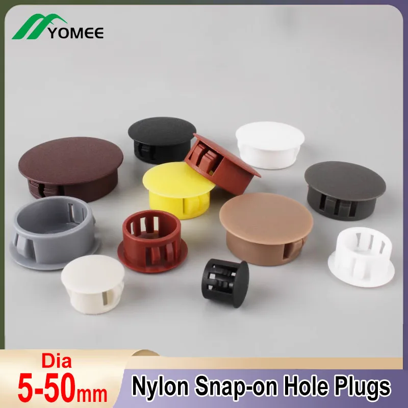 Nylon Hole Plug Plastic Round Snap-on Cover Blanking End Caps Seal Stopper For Furniture Table Box Extra Hole