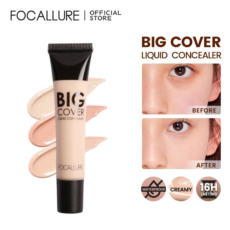 FOCALLURE Waterproof High Coverage Face Concealer Cream Long Lasting Face Scar Acne Cover Moisturizing Liquid Foundation Makeup