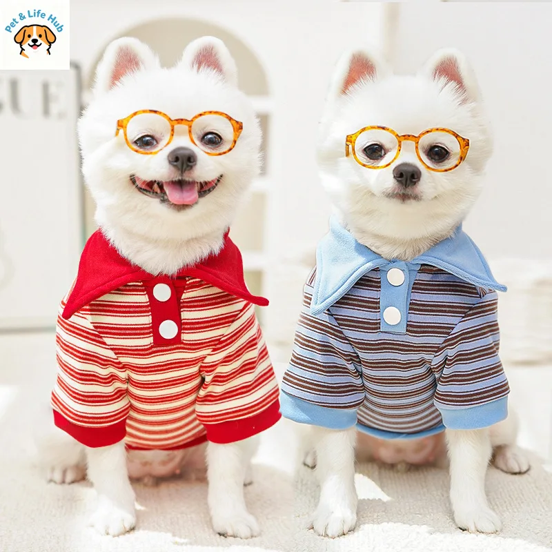 가을/겨울 폴로 스트라이프 캐시미어 스웨터 - 고양이/애완동물용 - 강아지 신제품 - 고양이 의류 - 강아지 액세서리 - 애완동물 용품