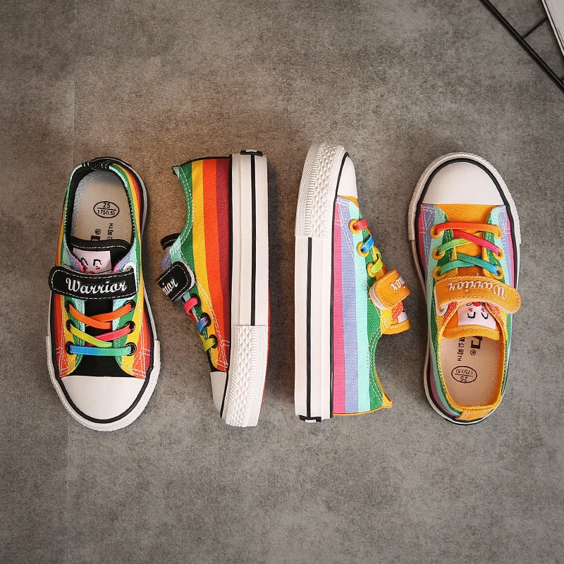 Kids Shoes for Girl Autumn New Children's High-top Canvas Shoes Casual Wild Boys Sneakers Girls Rainbow
