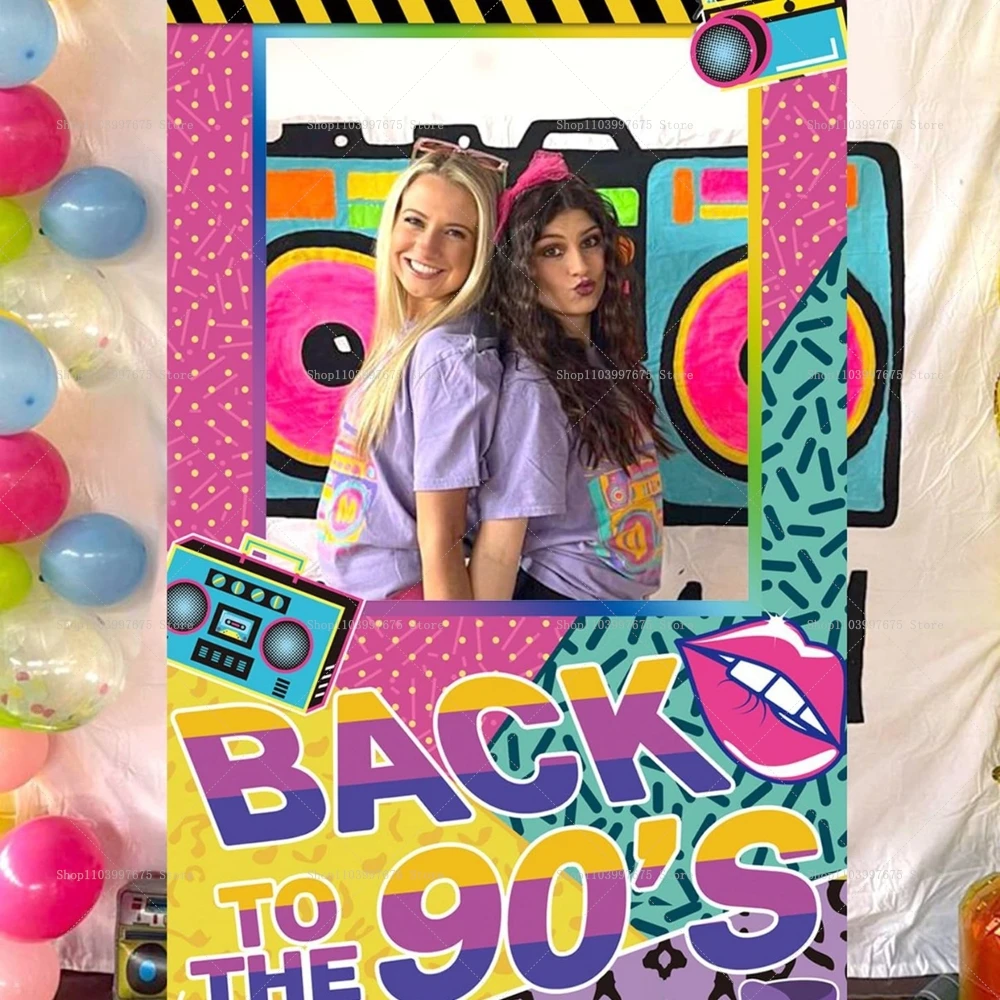 Zurück zu 80er 90er Jahre Photo Booth Rahmen Requisiten Hip Disco Rock Recorder Schießen Hintergrund Requisiten Geburtstag Party Dekorationen liefert – Detail 4