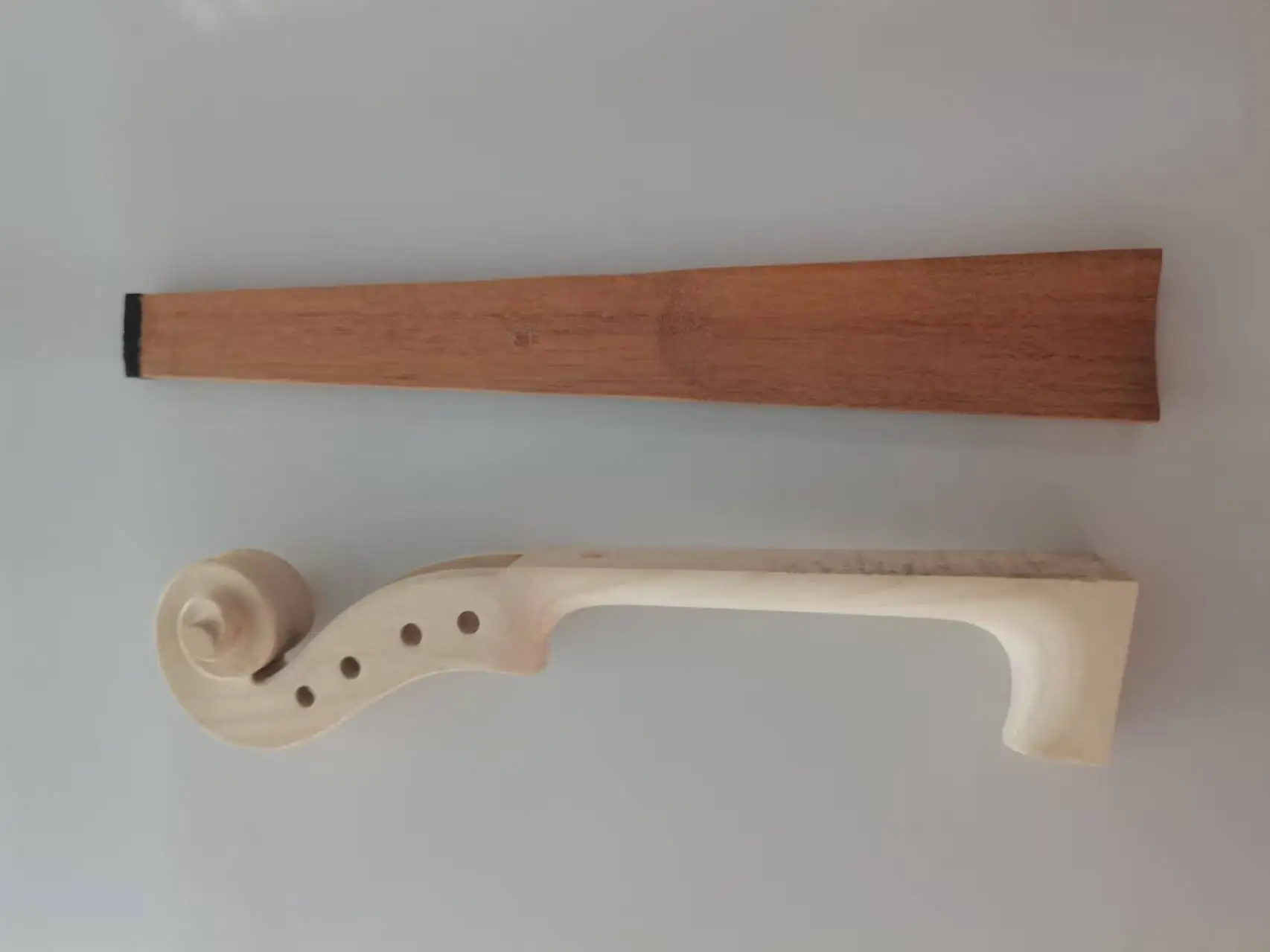 Unfinished 4/4 3/4 1/2 1/8 Violin White Neck Head+ Natural Ebony Fingerboard Violin Parts Unvarnished