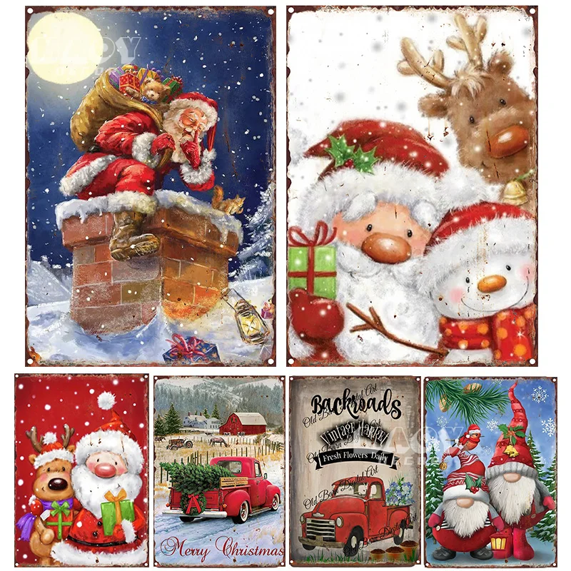 

Christmas Vintage Tin Sign Plaque Metal Retro Plate Poster for Club Living Room Kitchen Home Wall Art Decoration Navidad Gift
