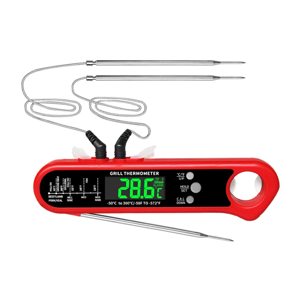 Oven Safe Leave in Meat Thermometer Instant Read, 2 in 1 Dual Probe Food  Thermometer Digital with Alarm Function for Cooking, BBQ