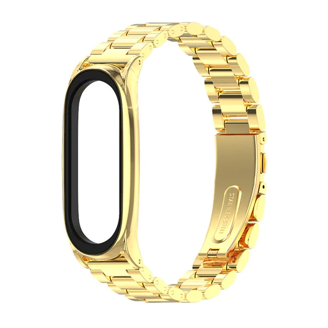 Strap For Xiaomi Mi Band 3 4 5 Wrist Metal Bracelet Screwless Stainless Steel MIband for Mi Band 4 3 5 Strap Wristbands Pulseira 2 plus gold