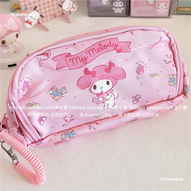 Kawaii Anime Sanrios HelloKittys Cinnamoroll New Small Bag My Melody Girls'  Cherry Jelly Makeup Storage Wash Bag Big Face Shape