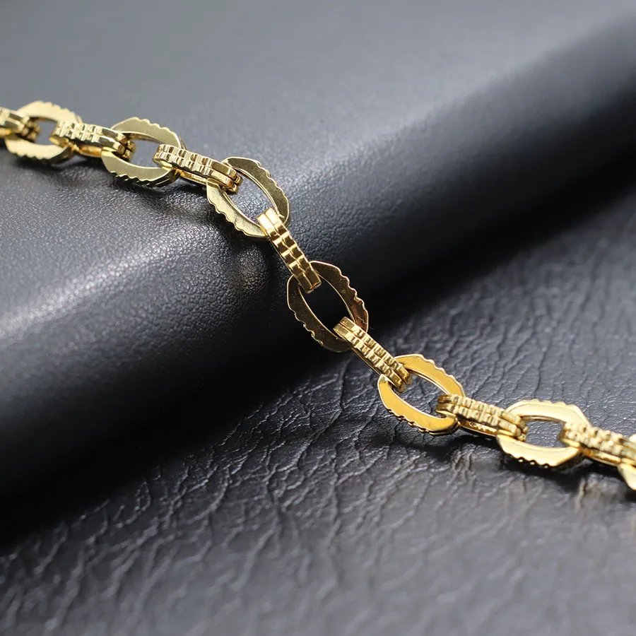 Stainless Steel Men Bracelet Gold Color Chain Link Handmade