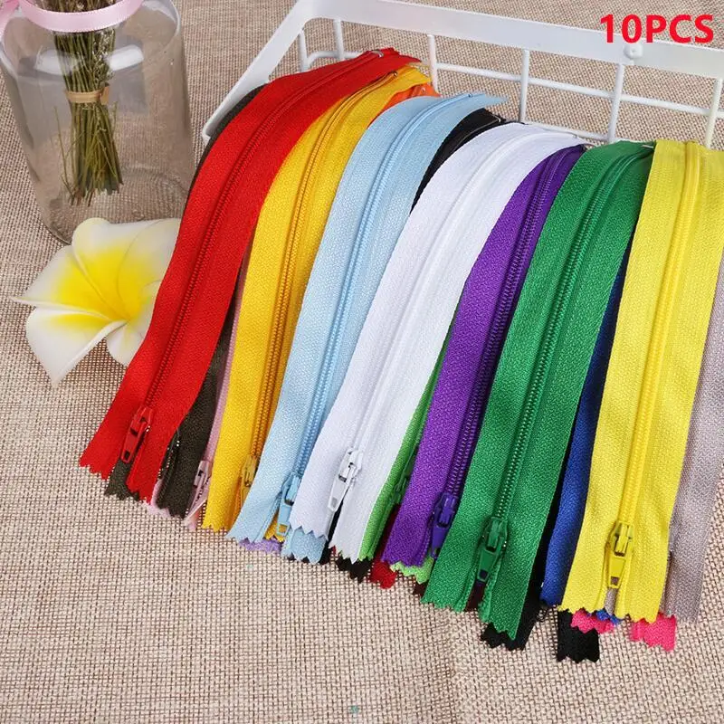 10Pcs/Set Random Color 20cm Nylon Closure Zippers Sewing Tailoring