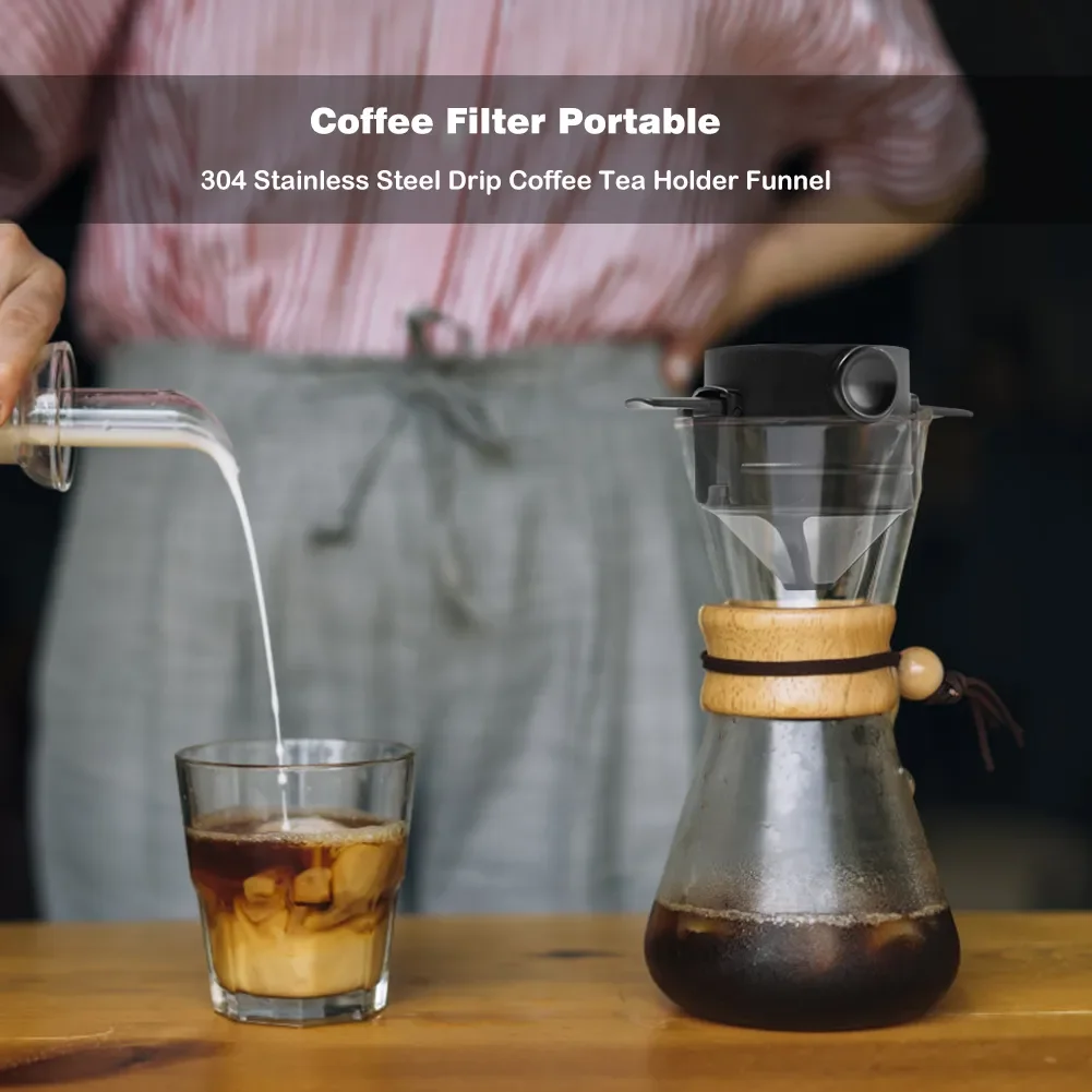 

Filter Portable Stainless Steel Foldable Drip Coffee Tea Holder Easy Clean Reusable Paperless Pour Over Coffee Dripper