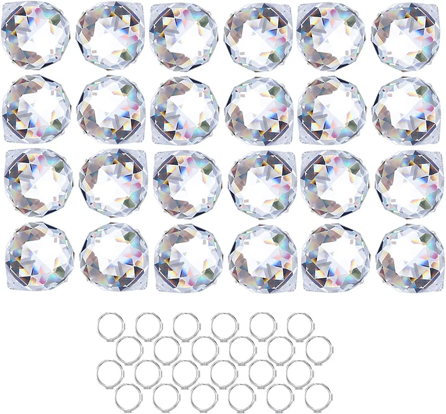 H&D Crystalsuncatcher 24pcs Clear Crystal Ball Prism Suncatcher Rainbow Pendants Maker, Hanging Crystals Prisms for Windows,20mm