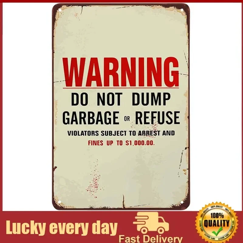 

Do Not Dump Warning Tin Sign, Vintage Metal Tin Signs for Cafes Bars Pubs Shop Wall Decorative Funny Retro Signs for Men