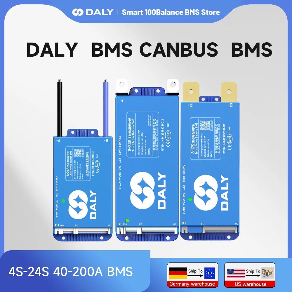 Daly BMS German Smart bms wifi bms Active balance bms bluetooth 4S 8S 40A 60A 200A 80A100A 150A Lifepo4 Li-ion jk bms jk lifepo4