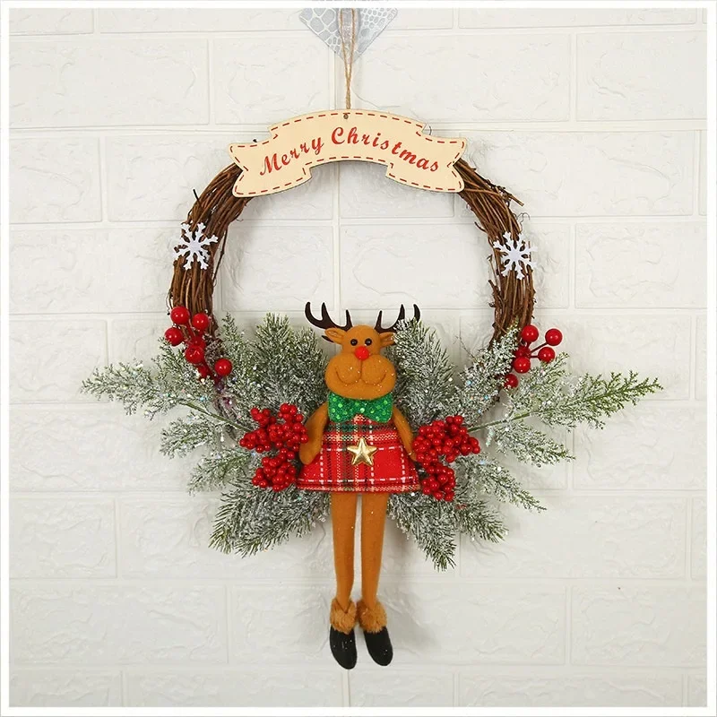 thumbnail image 1 of Christmas Wreath Artificial Dead Branches Garlands Hanging Floral Foliage Garland for New Year Xmas Navidad Decoration Ornaments, 1 of 5