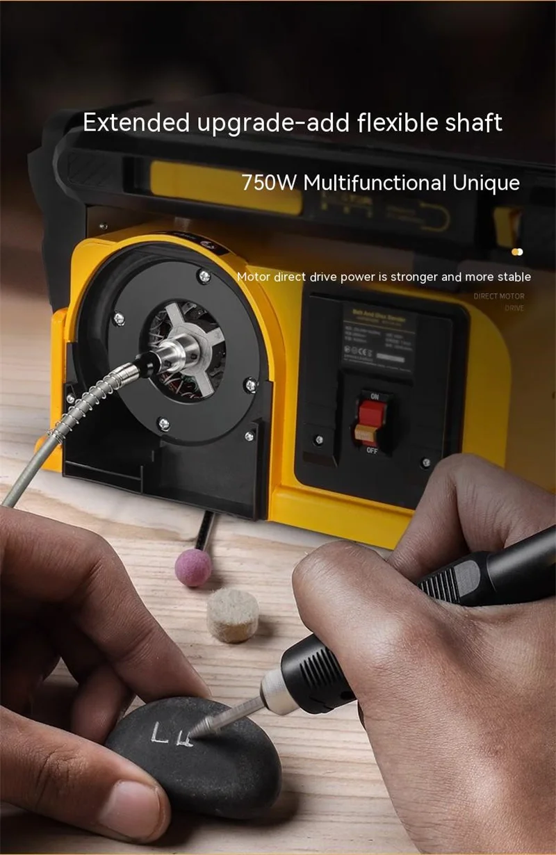 Sca0f0a76bf4049a2b1db4f30ad30931ev 550W/750W Abrasive Belt Sanding Machine Woodworking High-Power Electric 220V Sandpaper Polishing Machine 0-45° Angle Adjustable Mallzona