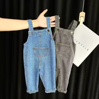 Baby Girls Overalls Spring Autumn New Solid Pocket Exterior Children Girls Suspender Pants Casual Cotton Kid Girls Strappy Pants 2
