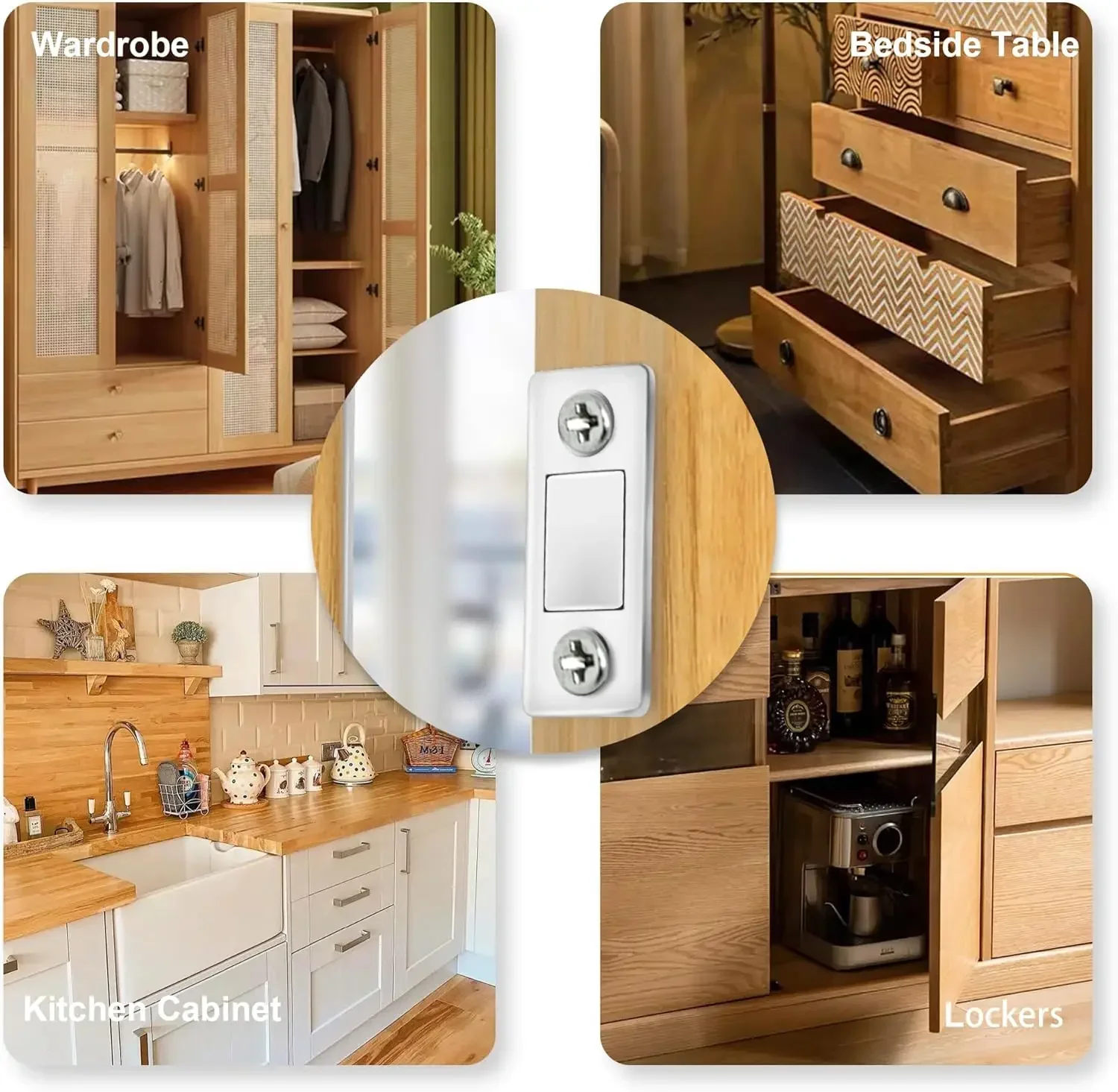 Magnetic Cabinet Catches Ultra Thin Door Strong Magnets Stopper Invisible Adhesive Drawer Magnet Lock for Kitchen Closet Closer