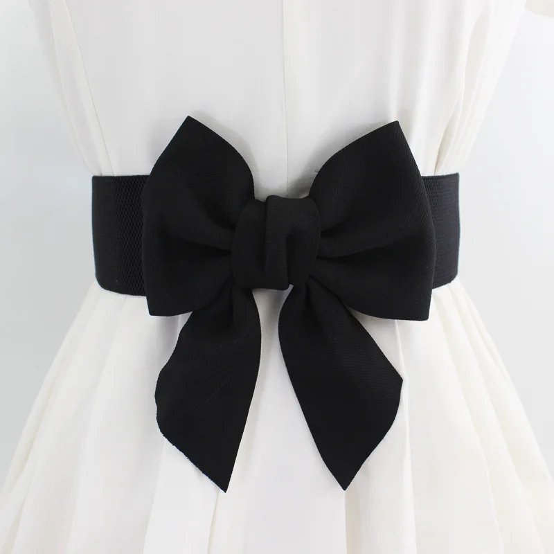 

Women's Dresses Coat Decorated Versatile Cotton Wide Waist Seal Big Bow Elastic Sweet Stretch Cummerbunds