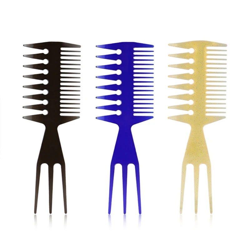 Q1QD Retro Men's Oil Head Comb Double Sided Haircut Shape Texture Combs Styling Tool