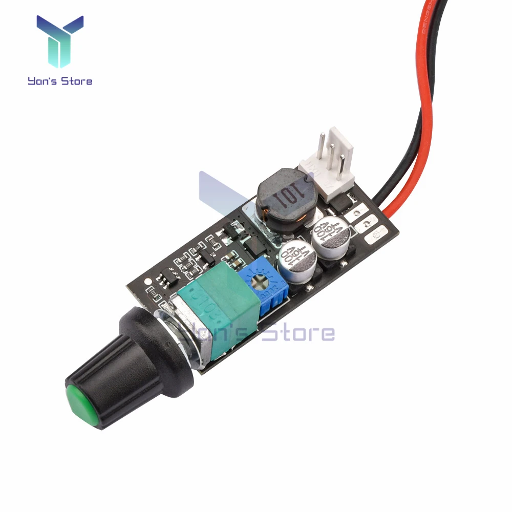 DC 5V 12V Adjustable PWM Fan Speed Controller with Knob Switch 2/3 Wire fan Speed Governor noise reduction can be shut down