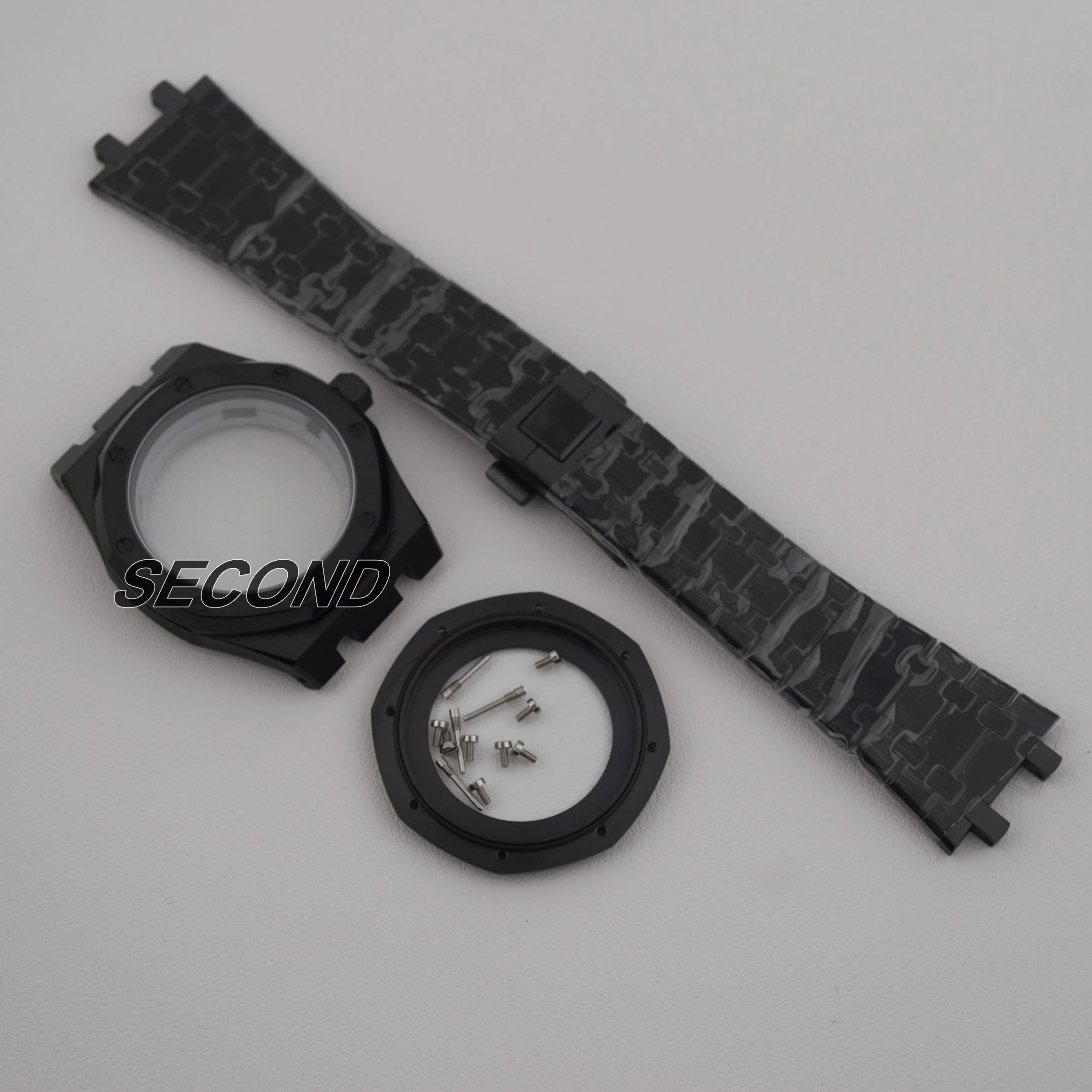 Rose Gold Black PVD Stainless Steel Watch Case with Sapphire Glass - 41mm Waterproof Design