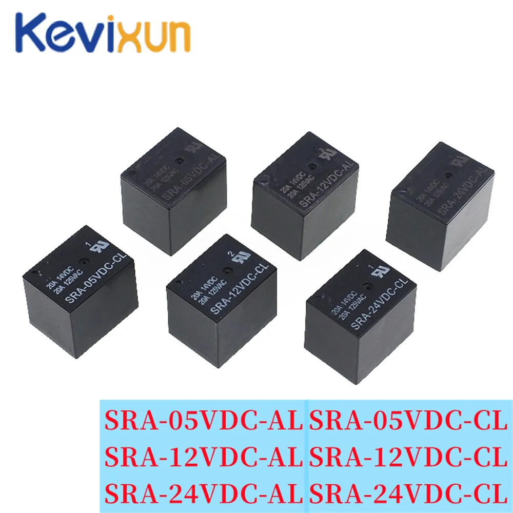 5PCS/Iot Power Relays SRA- 05VDC 12VDC SRA-24VDC-AL-CL SRA-05VDC-AL SRA-05VDC-CL SRA-12VDC-AL SRA-12VDC-CL  T74 20A 4Pin 5Pin