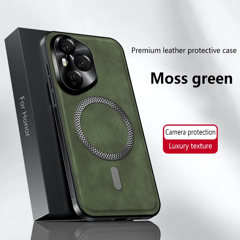 Magnetic Leather Shockproof Case with Metal Camera Protector and Mag-safe Compatibility