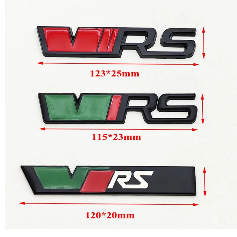 3D 메탈 RS 로고 VRS 자동차 전면 그릴 엠블럼 후면 트렁크 배지 스코다 VRS 옥타비아 1 2 3 라피드 코디악 카록 파비아 카미크 슈퍼브용