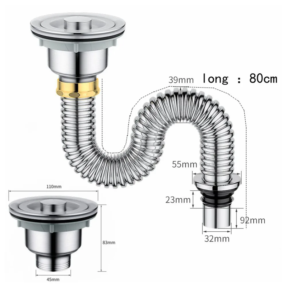 Sink drain strainer kitchen stainless steel sink drain filter single tank drain pipe deodorant wash basin sewer drainer for bathroom kitchen parts