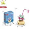 HUIQIBAO MOC Flower Succulent Potted Model Building Block DIY Eternal Bouquet Home Desk Plant Decor Brick Girl Gift Children Toy 3