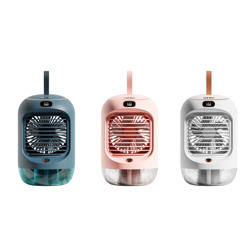 

3 Speeds Electric Fan 3600mAh Battery Powered Portable Fan Wet Fan with Night Light for Indoor Outdoor Travel