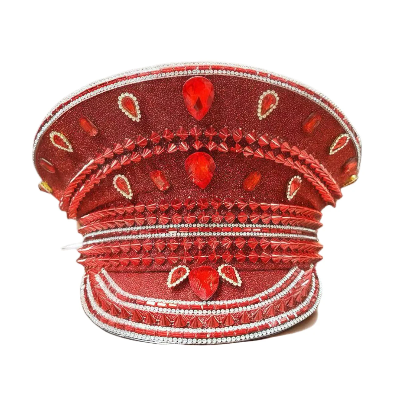 Bling Captain Hat Rhinestone Captains Hat for Men Handmade Steampunk Burning Man Music Festival Masquerade HongLuan