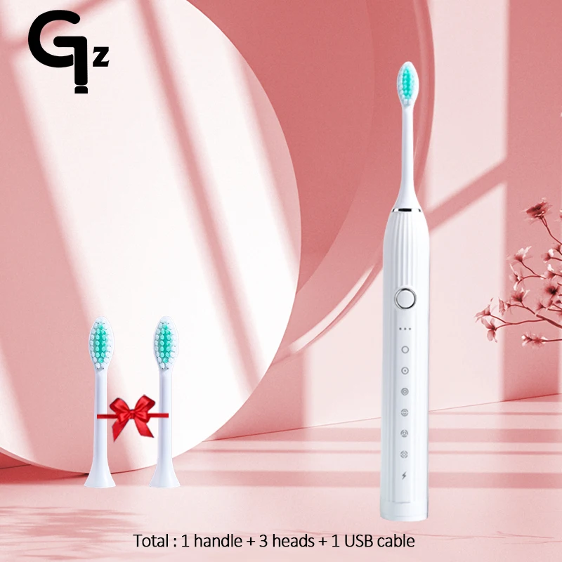 Cepillo de dientes eléctrico sónico GeZhou N105 Cepillo de dientes automático para adultos y niños Recargable Con 8 cabezales de repuesto Cepillo de dientes IPX7