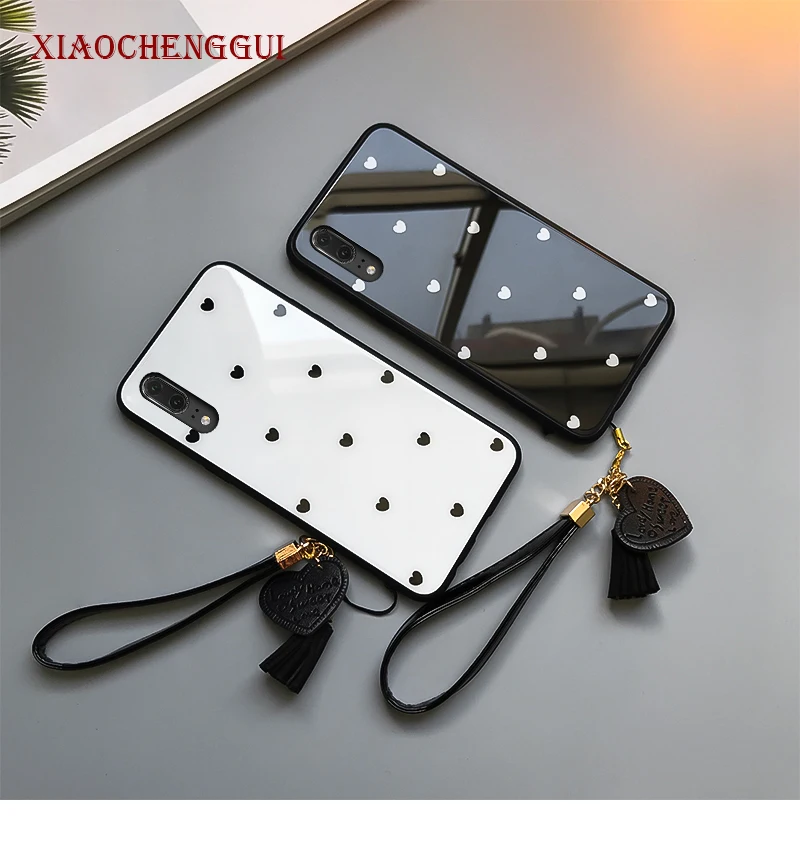 Fashion Love Heart Hard Glass Phone Case