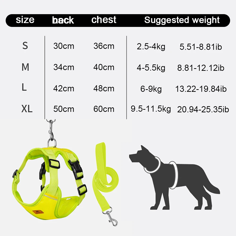 Reflective Dog Harness And Leash Set With Soft Padding For Dogs_voghion.com
