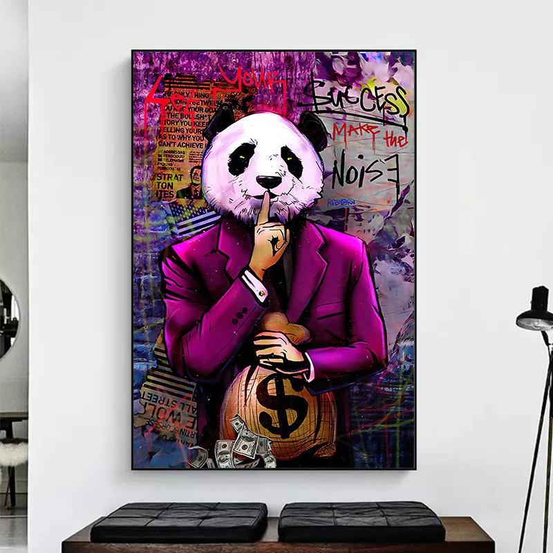 Affiche Graffiti Mignon Singe Coloré - Toile Moderne 50x70cm Sans Cadre