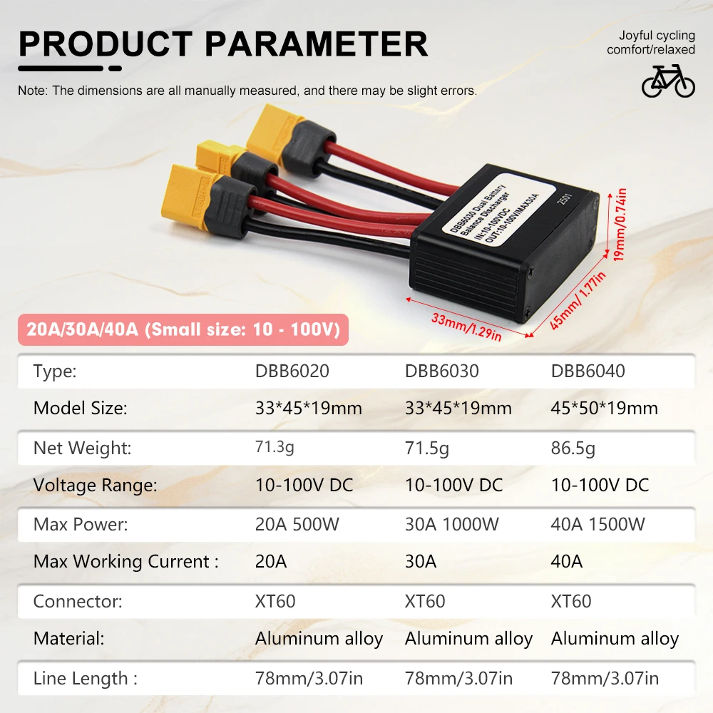 10V-100V 듀얼 배터리 방전 변환기, 동시 연결 어댑터, Ebike 부품, 20A/30A/40A 밸런스드 방전 모듈