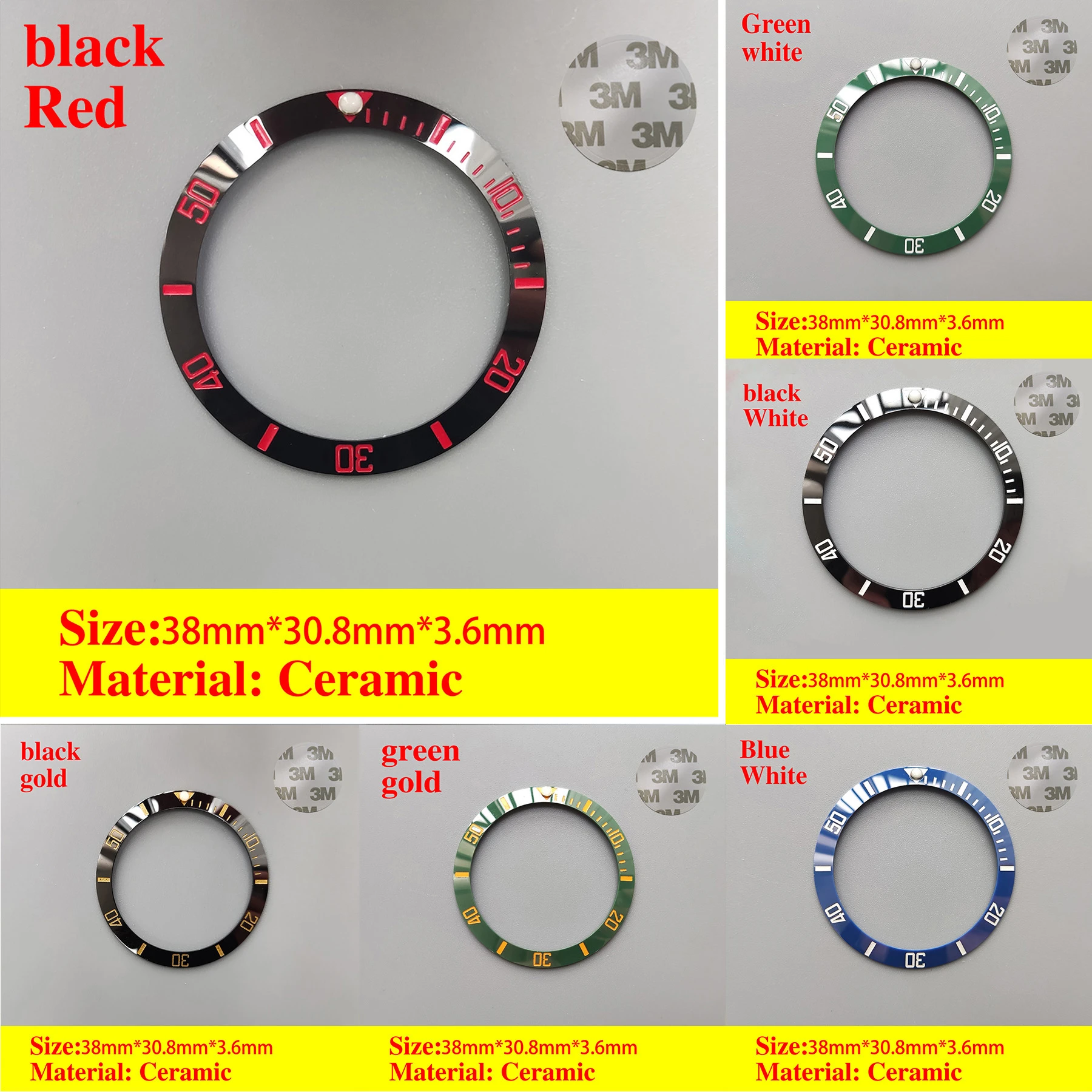 38mm bezel ceramic bezel insert ring for watch 40mm case watch